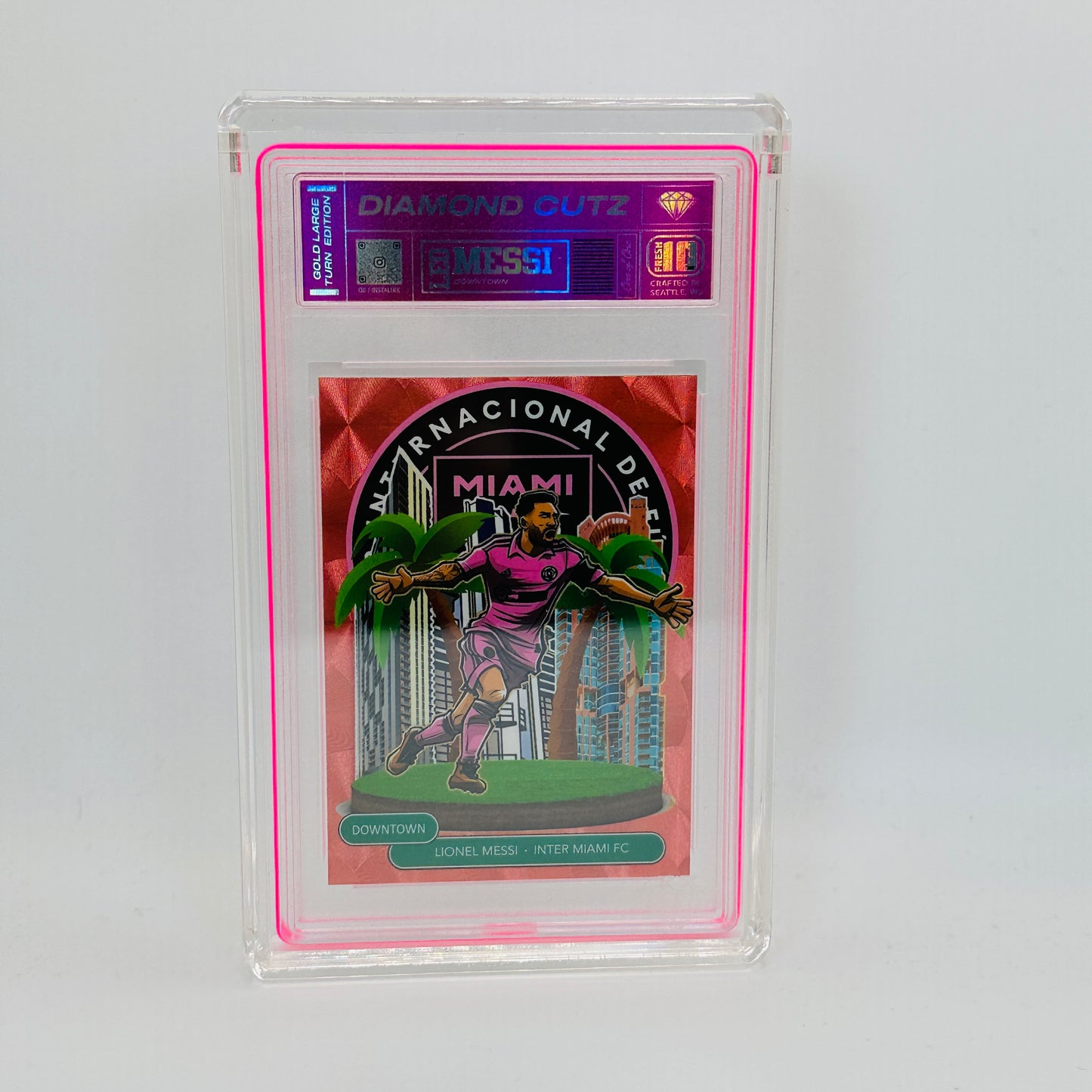 Leo Messi Pink Downtown Foil 1/1 Versions Slabbed