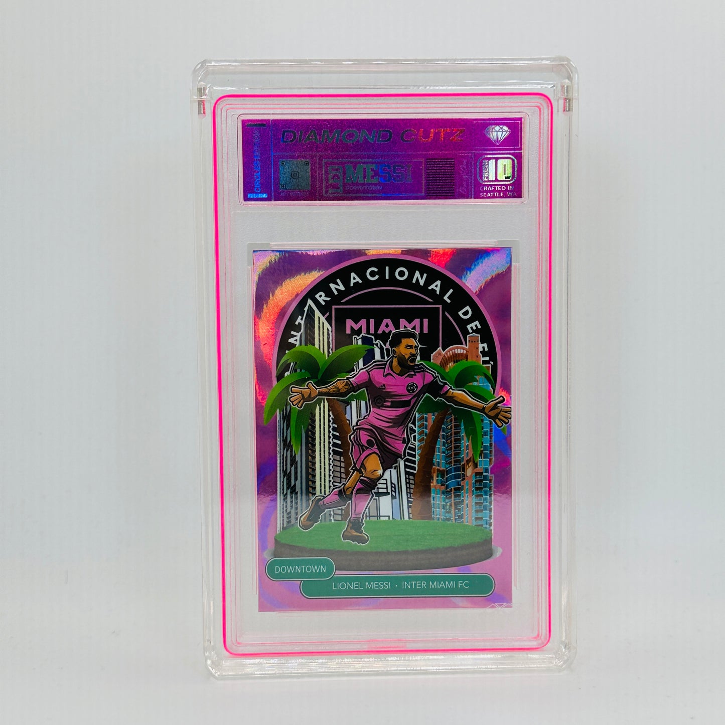 Leo Messi Pink Downtown Foil 1/1 Versions Slabbed