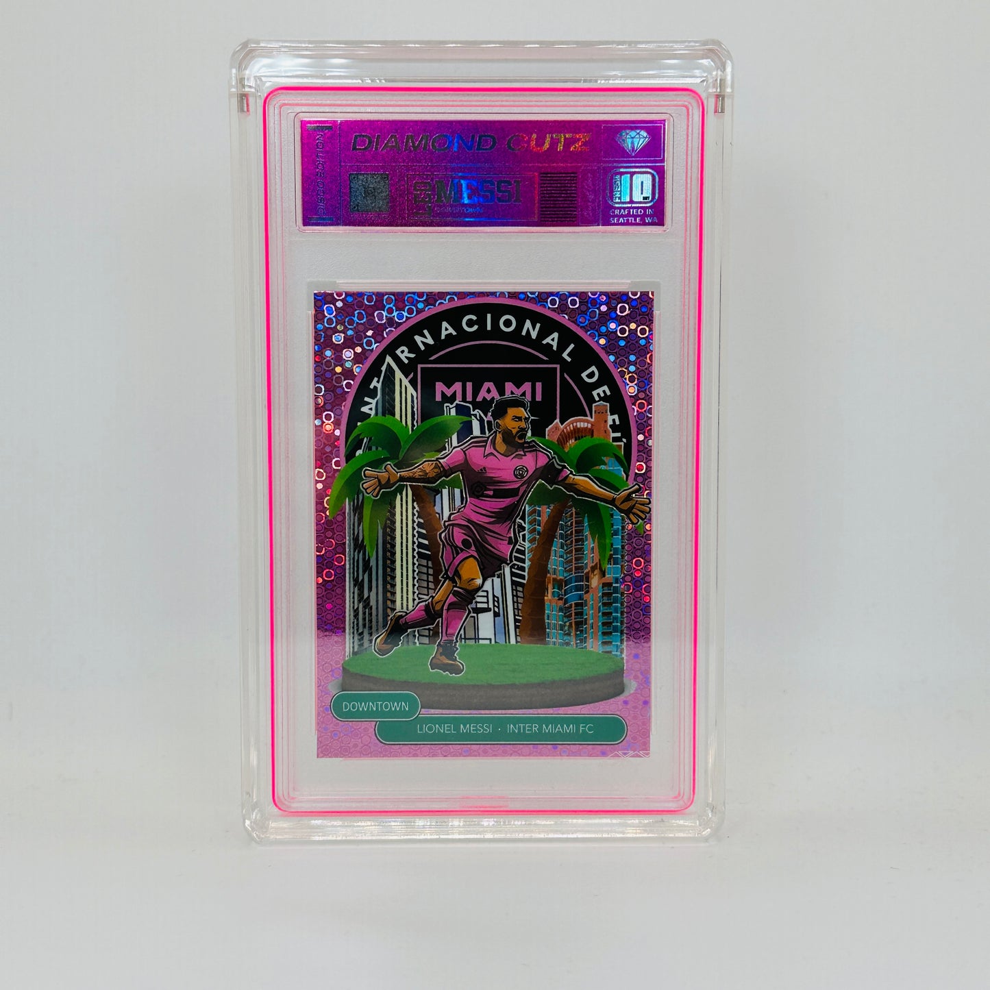 Leo Messi Pink Downtown Foil 1/1 Versions Slabbed
