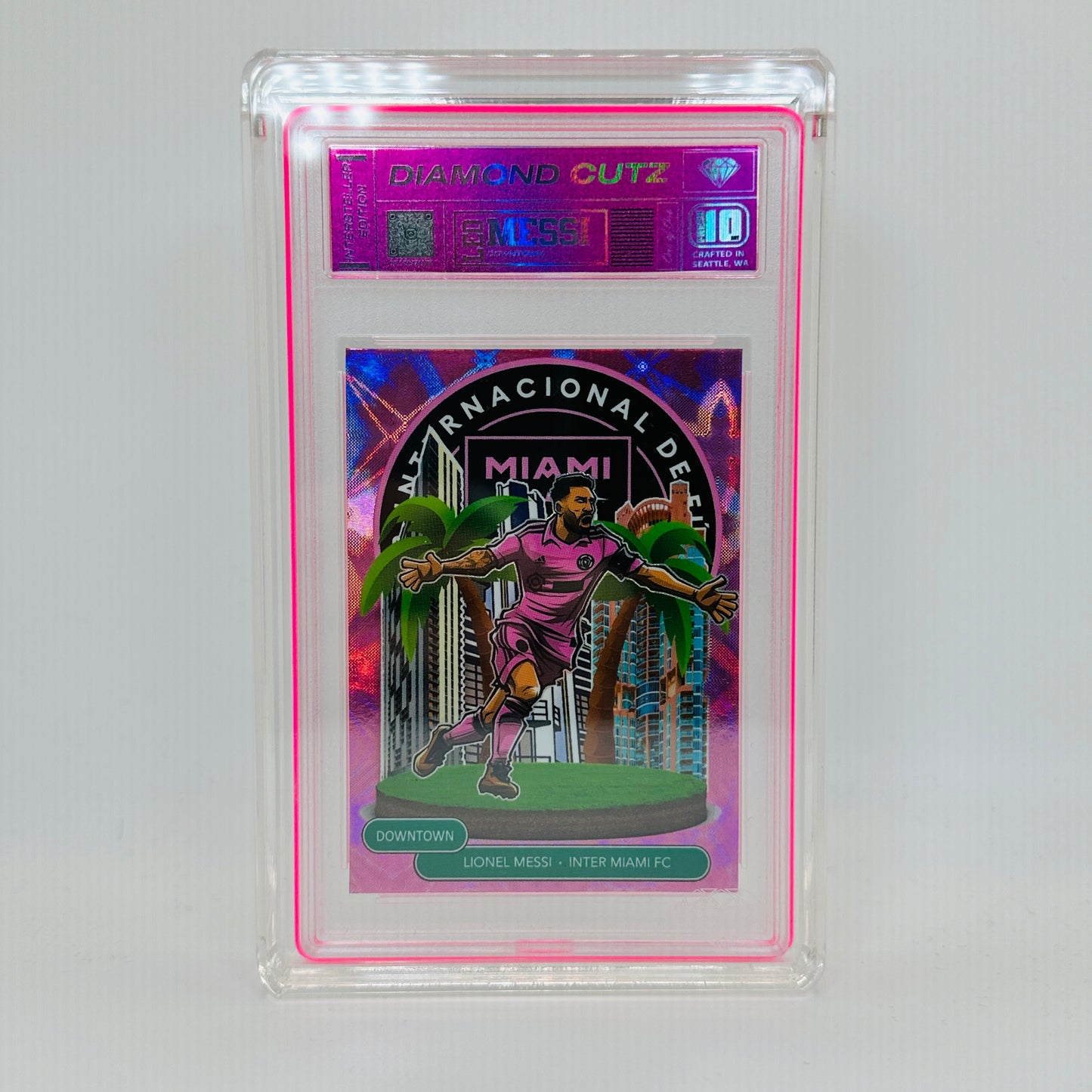 Leo Messi Pink Downtown Foil 1/1 Versions Slabbed