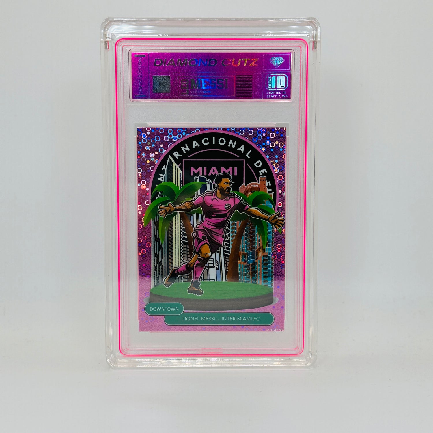 Leo Messi Pink Downtown Foil 1/1 Versions Slabbed